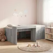 Vaikų Aukštas Lovos Rėmas su Rašomuoju Stalu Pilka Sonoma