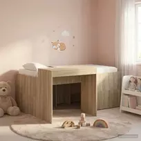 Vaikų Aukštas Lovos Rėmas su Rašomuoju Stalu Sonoma ąžuolas