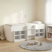 Palėpės lova su spinta su lentyna 3 pcs Balta Apdirbta mediena