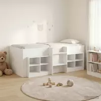 Palėpės lova su spinta su lentyna 3 pcs Balta Apdirbta mediena