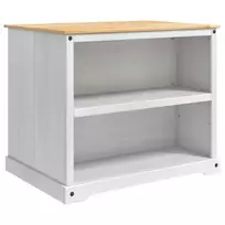 Virtuvės vežimėlis 2 pcs Balta ir medaus vašku Kietas pušis