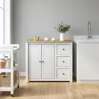 Virtuvės vežimėlis PANAMA 2 pcs Balta ir medaus vašku