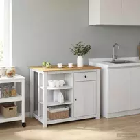 Virtuvės vežimėlis PANAMA 2 pcs Balta ir medaus vašku