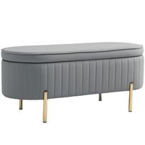 Suoliukas-daiktadėžė, 72 l, su auksine spalva kojelėmis, 108 cm, pilkas