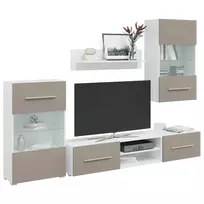 5 dalių televizoriaus spintelės su LED apšvietimu, akmens pilkos spalvos, inžinerinė mediena