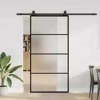 Stumdomos durys su furnitūra, juodos, 102,5x205 cm, ESG stiklas
