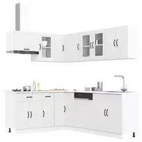 Virtuvinių spintelių komplektas, 11 dalių, Kalmar, balta