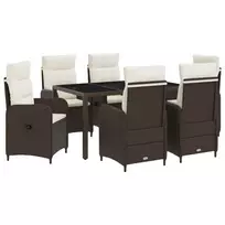 Lauko valgomojo komplektas 7 pcs Ruda ir Kremavimo Balta