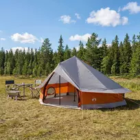 Tipi palapinė su stogu Pilka ir oranžinė 800 x 800 x 430 cm