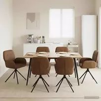 Sukamos valgomojo kėdės 6 pcs Dirbtinė suedė oda Ruda