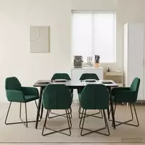 Valgomojo kėdės 6 pcs Aksomas Tamsiai žalia 55 x 50 x 84 cm