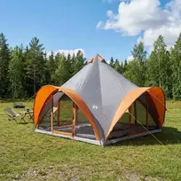 Tipi palapinė su stogu Pilka ir oranžinė 6 asmenims