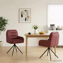 Sukamos valgomojo kėdės 2 pcs Dirbtinė oda Vyno raudona