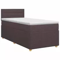 Spyruoklinė lova su čiužiniu Tamsiai rudas 90 x 200 cm Audinys