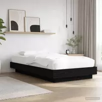 Lovos rėmas su LED Juodojo ąžuolo 80 x 200 cm Apdirbta mediena