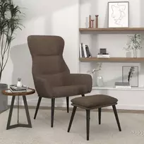 Poilsio kėdė su taburete, taupe spalvos, audinys