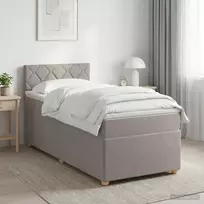 Spyruoklinė lova su čiužiniu Taupe 90 x 200 cm Audinys
