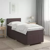Spyruoklinė lova su čiužiniu Tamsiai rudas 90 x 200 cm Audinys