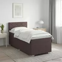 Spyruoklinė lova su čiužiniu Tamsiai rudas 90 x 200 cm Audinys