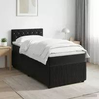 Spyruoklinė lova su čiužiniu Juoda 90 x 200 cm Aksomas