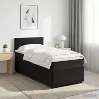 Spyruoklinė lova su čiužiniu Juoda 90 x 200 cm Aksomas