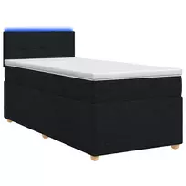 Spyruoklinė lova su čiužiniu Juoda 90 x 200 cm Audinys