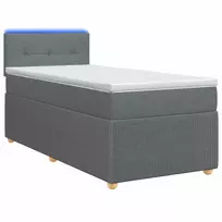 Spyruoklinė lova su čiužiniu Tamsiai pilka 90 x 200 cm Audinys