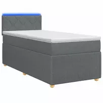 Spyruoklinė lova su čiužiniu Tamsiai pilka 90 x 200 cm Audinys