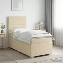 Spyruoklinė lova su čiužiniu Kreminė 90 x 200 cm Audinys