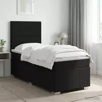 Spyruoklinė lova su čiužiniu Juoda 90 x 200 cm Audinys