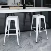 Baro taburetės, 2 vnt., baltos, plienas