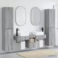 Vonios baldų rinkinys 5 vnt. Pilka Sonoma 33 x 34,5 x 160 cm