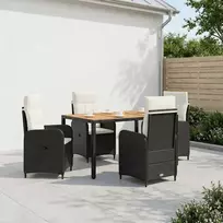 Lauko valgomojo komplektas 5 vnt. Juoda ir kreminė balta