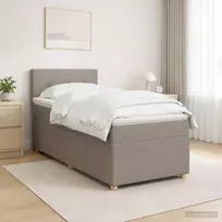 Spyruoklinė lova su čiužiniu Taupe 90 x 200 cm Audinys