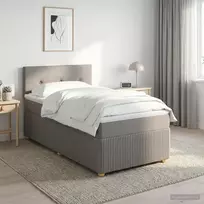Spyruoklinė lova su čiužiniu Taupe 90 x 200 cm Audinys