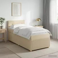 Spyruoklinė lova su čiužiniu Kreminė 90 x 200 cm Audinys