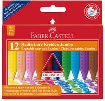 *Plastikinės kreidelės Faber-Castell Grip Jumbo, tribriaunės, 12 spalvų