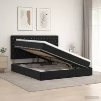 Lova su daiktų laikymo vieta ir čiužiniu Juoda 180 x 200 cm