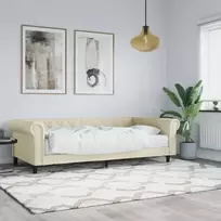 Lova su čiužiniu, kreminės spalvos, 90x200cm, dirbtinė oda