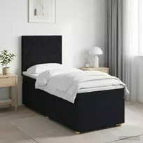 Spyruoklinė lova su čiužiniu Juoda 90 x 200 cm Audinys