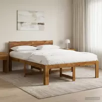 Dviejų lovų rėmas su galvūgaliu ROSTOCK Natūrali 140 x 190 cm