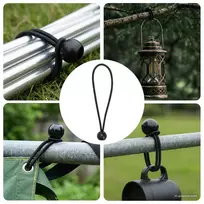 Bungee virvės su kamuoliukais 100 vnt. Juoda 4 mm x 22 cm