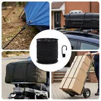 Bungee virvės su kabliukais 4 mm Juoda PP ir guma