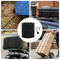 Bungee virvės su kabliukais 6 mm Juoda PP ir guma