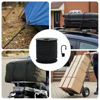 Bungee virvės su kabliukais 6 mm Juoda PP ir guma