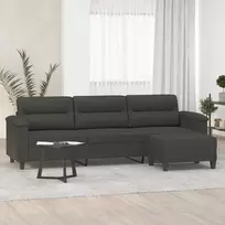 Trivietė sofa su pakoja, tamsiai pilka, 210cm, audinys
