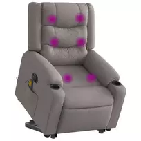 Atsistojantis elektrinis masažinis krėslas, taupe, audinys
