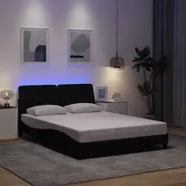 Lovos rėmas su LED be čiužinio, juodos spalvos, 140x200 cm