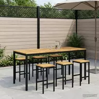 Sodo Baro Stalas NAARDEN Balta ir juoda 196 x 80,5 x 105 cm