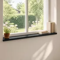 Langų palangės 2 vnt. Juoda 140 x 15 x 2 cm Kietas bukas medis